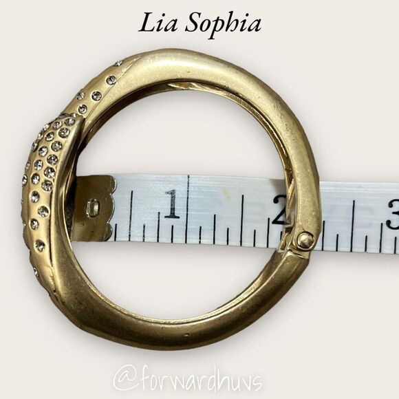 Gold Tone Rhinestone Lia Sophia Hinge Bracelet - Picture 7 of 10
